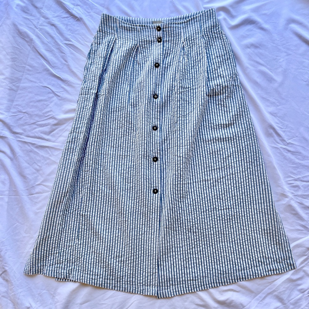 ASOS Blue and White Striped Cotton Skirt